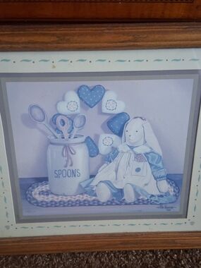Pastel Blue Bunny Print with Spoons Jar